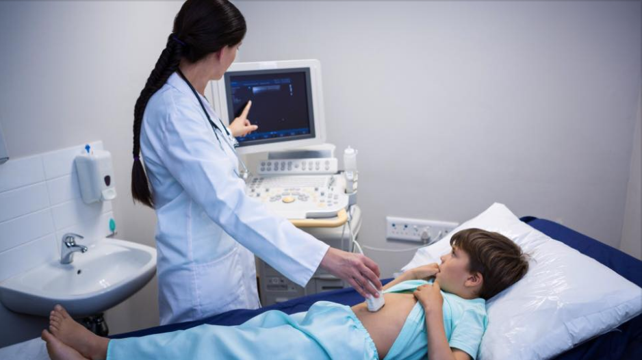 Ultrasound patient with medical professional