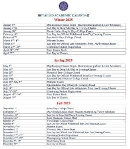 Mandl School academic calendar