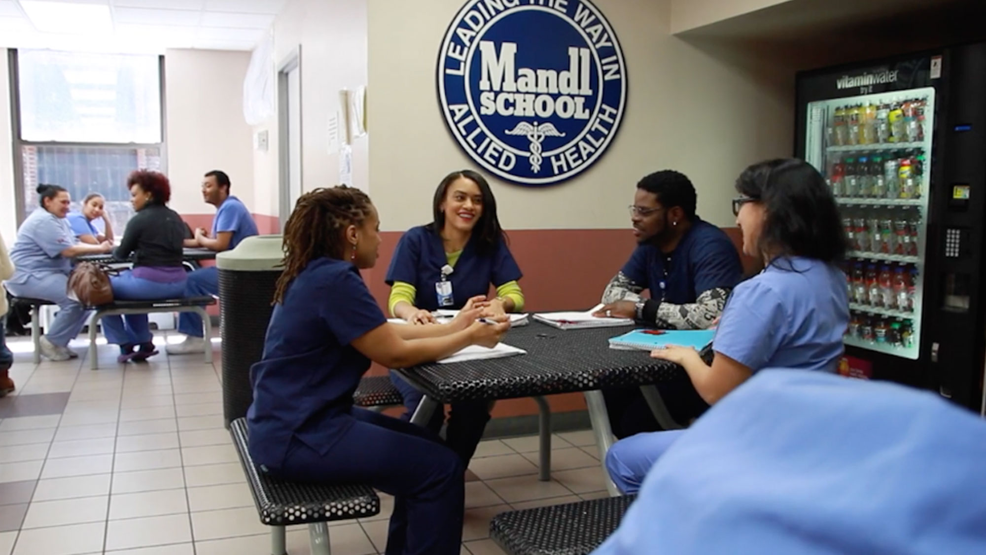 Mandl students sitting in the lounge